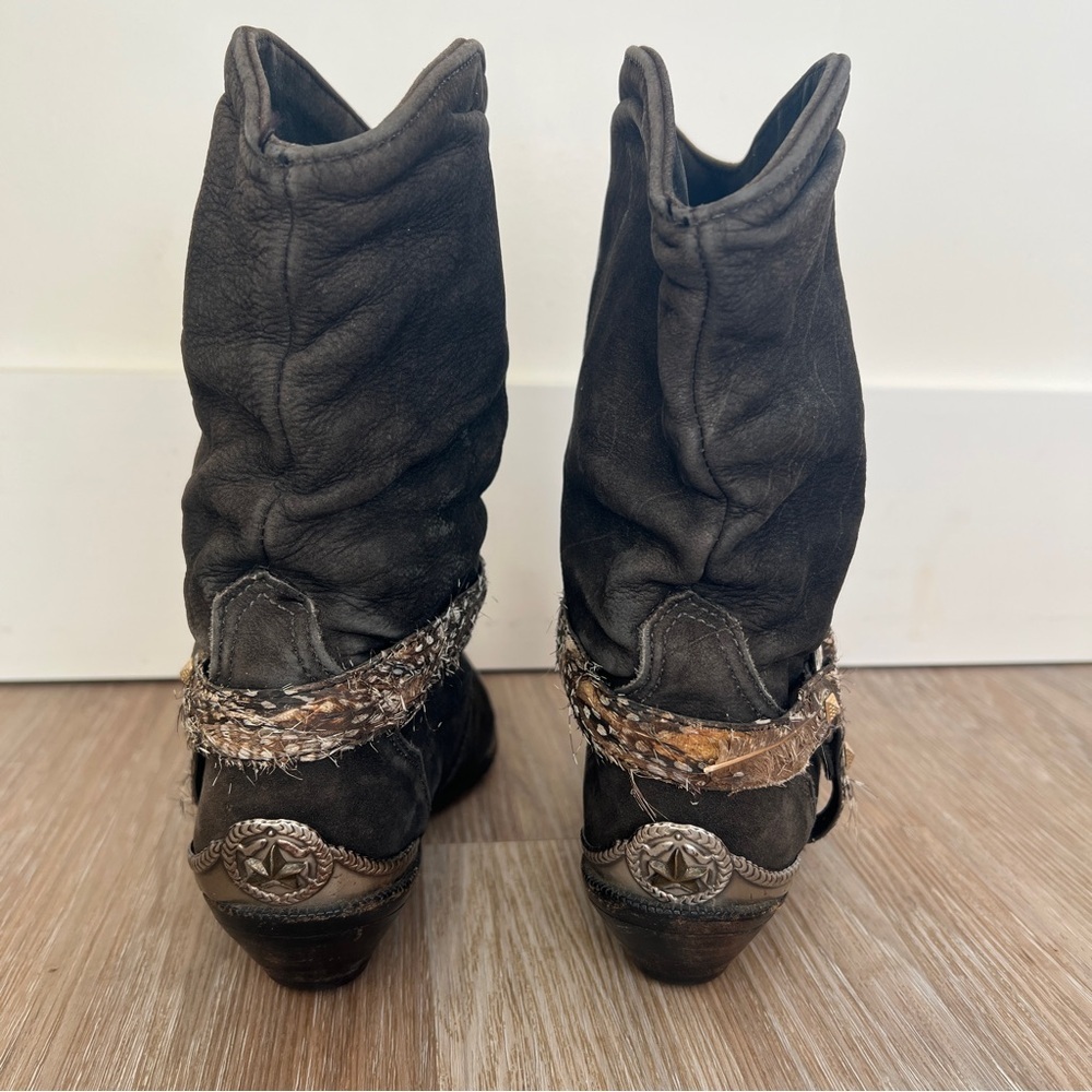 Vintage Zodiac Western Leather Boots Brown Size 6 boho cowgirl hippie - Picture 4 of 10